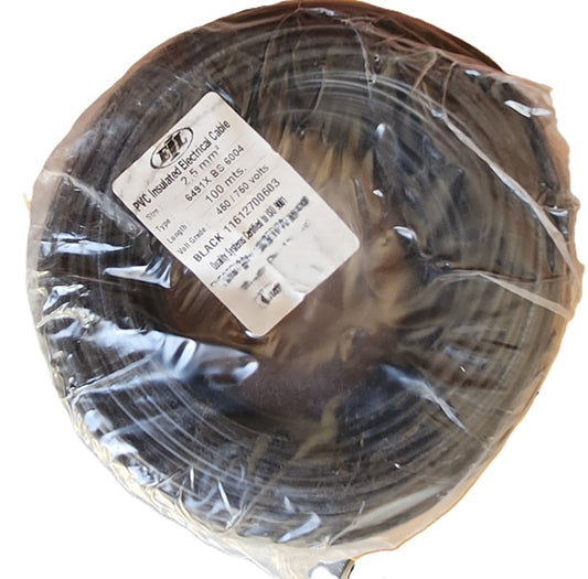 2.5 mm PVC Insulated Electrical Cable (Black)